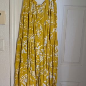Yellow and White Floral Maxi Dress